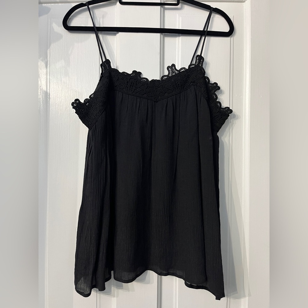 Blue Rain Black Lace Camisole Top
